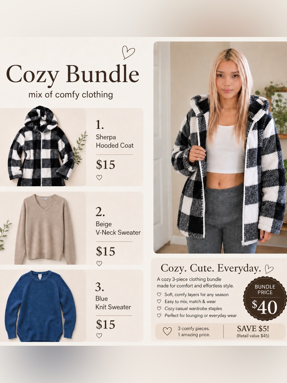 Cozy 3-Piece Clothing Bundle 🤍
